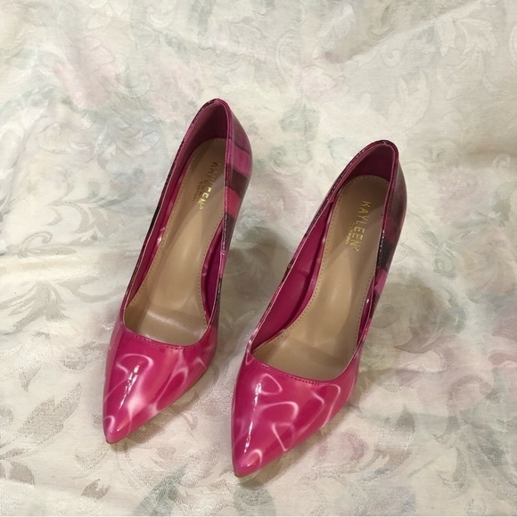 Kayleen by Los Angeles Pink Multi Man Made Patent High Heel Pumps size 9 - Picture 3 of 14